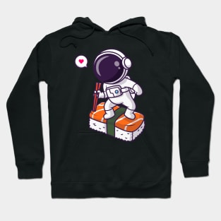 Cute Astronaut Surfing On Sushi With Chopstick Cartoon Hoodie